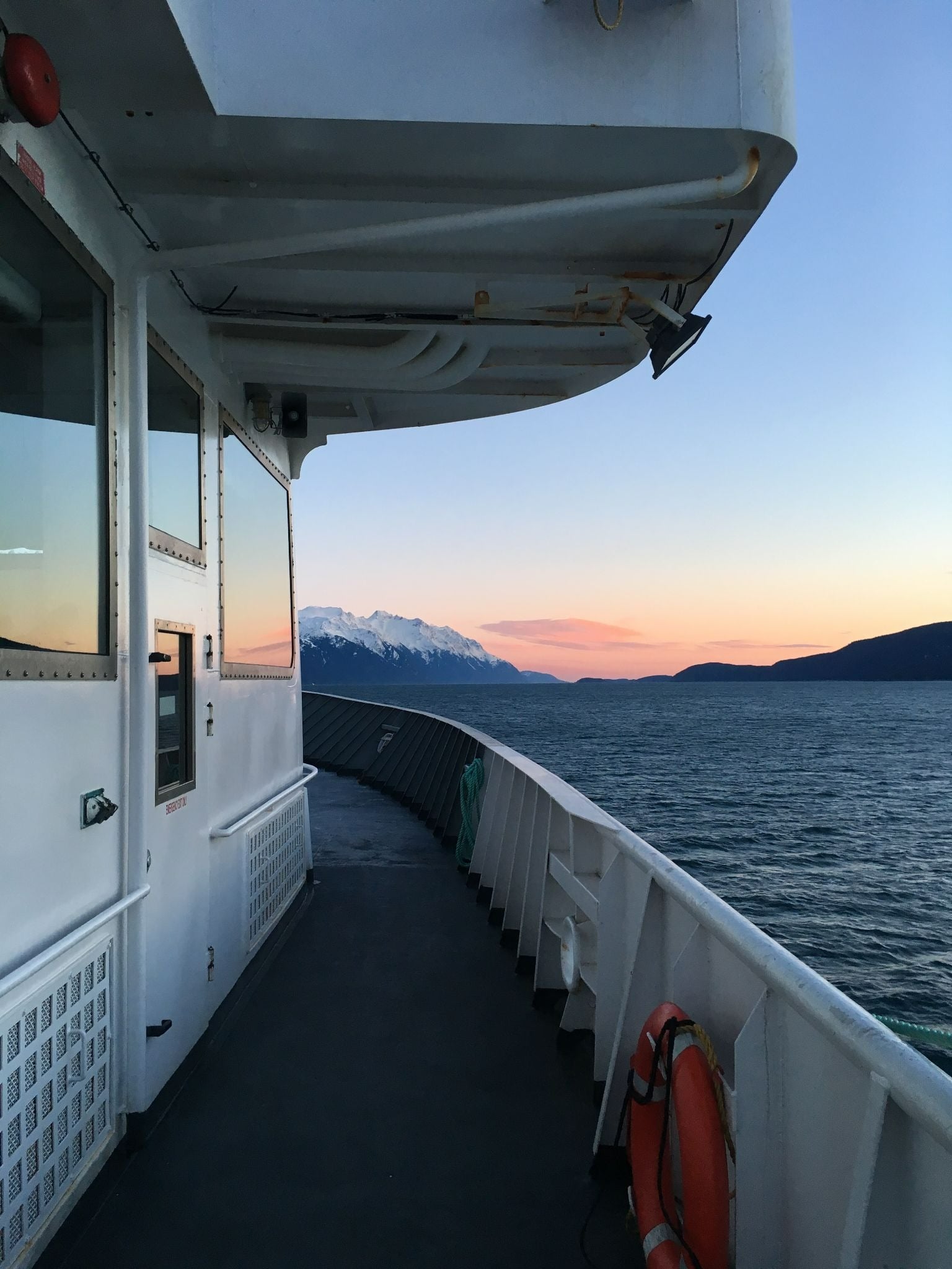 Sunset view from ferry deck.
