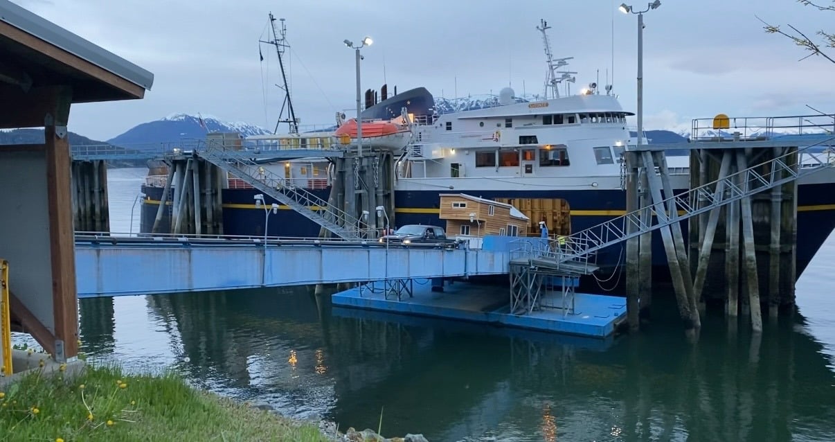 Ferry at dock.