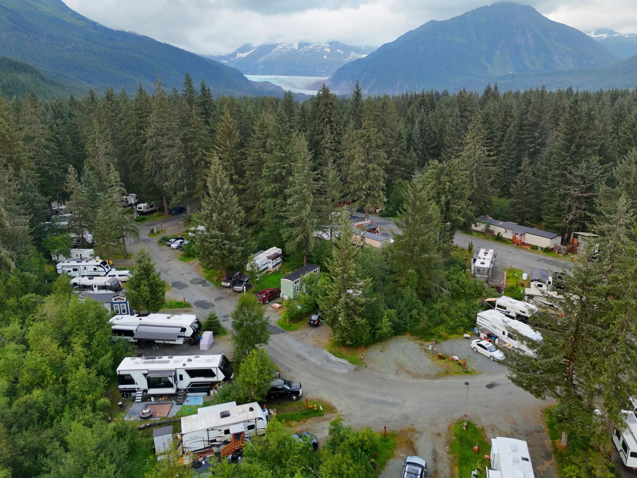 Glacier Nalu Campground aerial view.